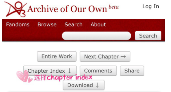 ao3看文怎么跳章节